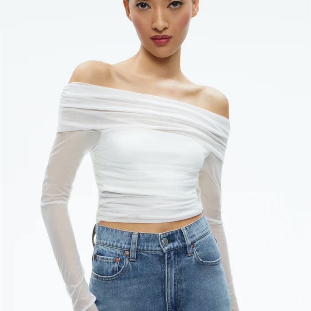 Alice + Olivia White Off-Shoulder Top